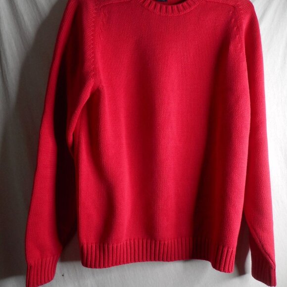 Vintage Lands End Red Raspberry crew neck Sweater 100% cotton Size M 10 - 12 - Picture 1 of 4
